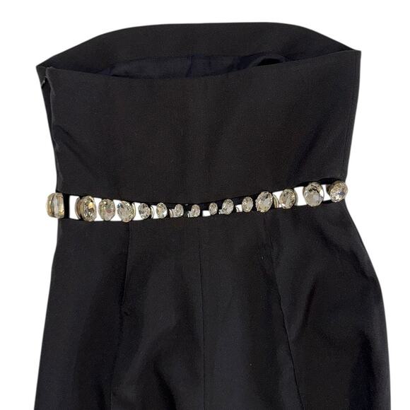 Retrofete Glenda Crystal Embellished Strapless Bandeau Black Jumpsuit Size Small - Picture 6 of 12